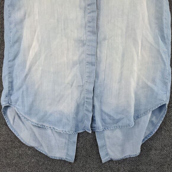 Cloth & Stone Denim Button Up Vest Womens Small Sleeveless Blue High Low Hem - Picture 8 of 12